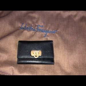 Salvatore Ferragamo Black Key Holder with Gold Accent